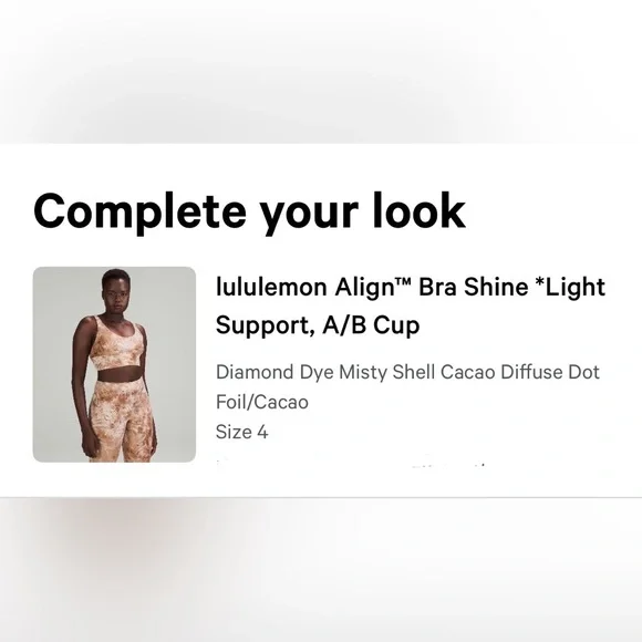 Lululemon Align Bra Shine Diamond Dye Misty Shell Cacao Diffuse Dot Foil Size 4 - Picture 9 of 9